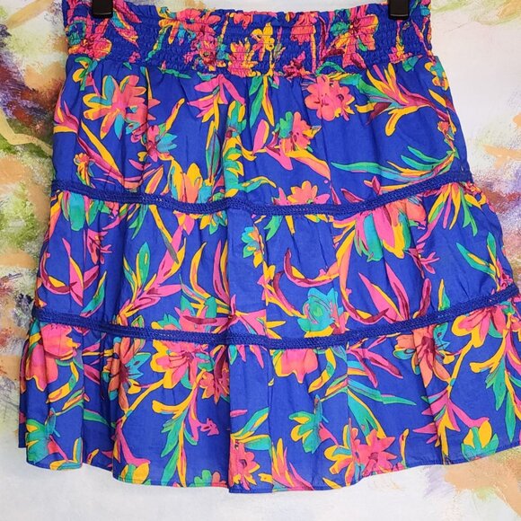 J.Crew Women's Floral Ruffle Mini Skirt Blue Multicolor Size M - Picture 2 of 4